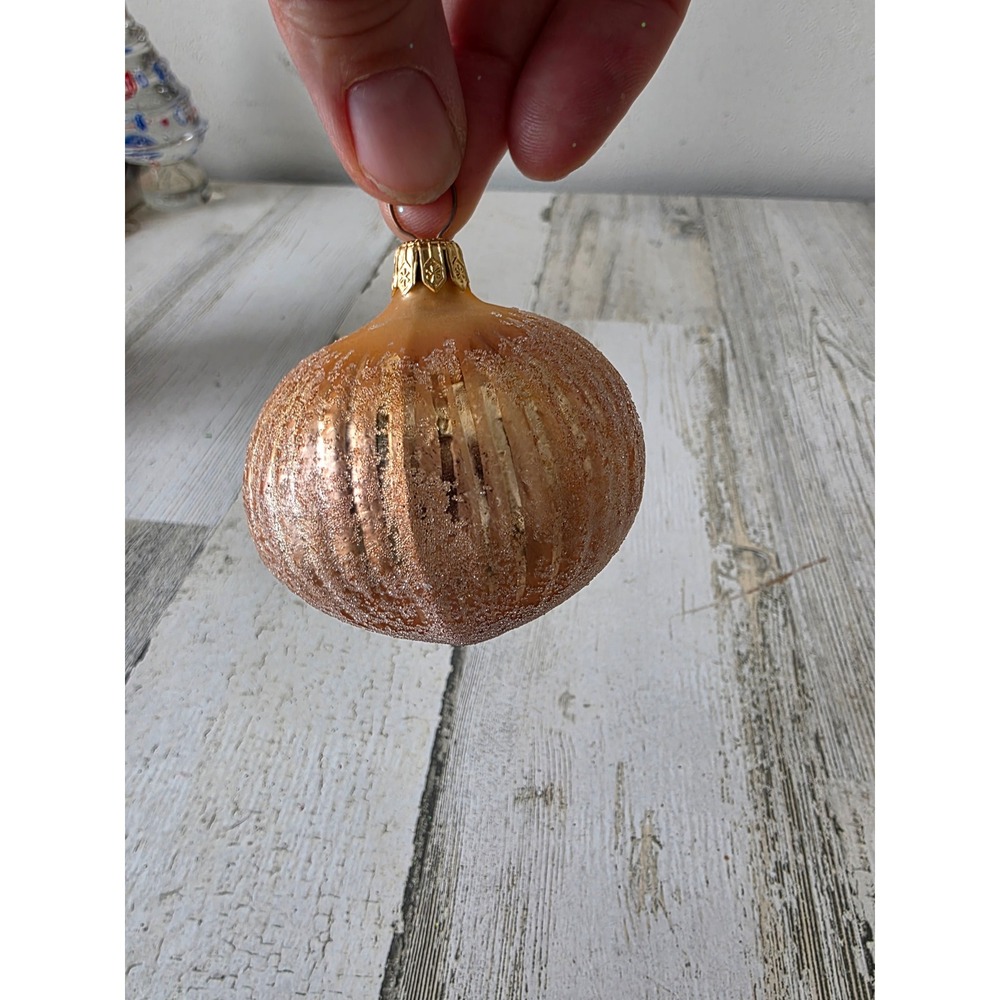Vintage radko glitter onion vegetable glass ornament sugared kitchen Xmas tree‎